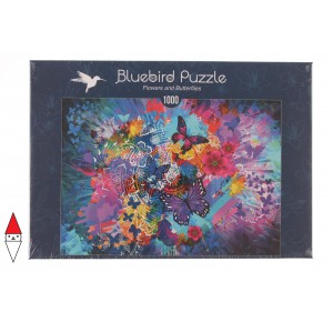 , , , PUZZLE ANIMALI BLUEBIRD FARFALLE FLOWERS AND BUTTERFLIES 1000 PZ