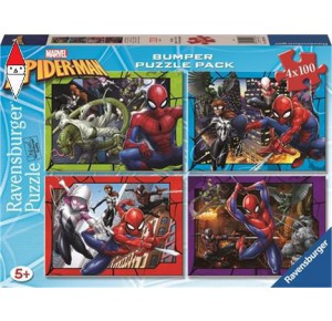 , , , PUZZLE RAVENSBURGER PUZZLE 4X100 BUMPER SPIDERMAN 12001076