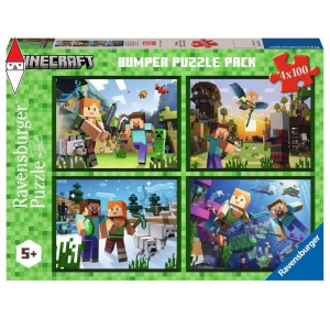 , , , PUZZLE RAVENSBURGER PUZZLE 4X100 MINECRAFT 5716