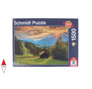 , , , PUZZLE PAESAGGI SCHMIDT SUNSET OVER THE MOUNTAIN VILLAGE OF WAMBERG 1500 PZ