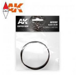 , , , AK INTERACTIVE COPPER WIRE 0.25MM X 5MT BLACK COLOR