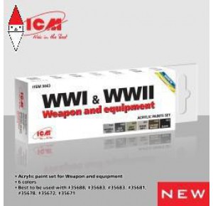 , , , ACRILICO MODELLISMO ICM ACRYLIC PAINT SET FOR WWI AND WWII WEAPON AND EQUIPMENT