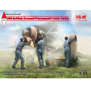 , , , ICM 1/32 WWII BRITISH GROUND PERSONNEL (1939-1945) (3 FIGURES) (NEW MOLDS)