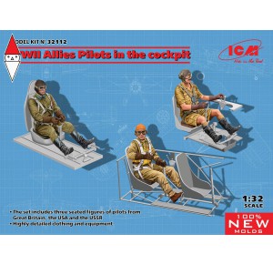 , , , ICM 1/32 WWII ALLIES PILOTS IN THE COCKPIT (BRITISH AMERICAN SOVIET) (NEW MOLDS)
