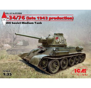 , , , ICM 1/35 T-34/76 (LATE 1943 PRODUCTION) WWII SOVIET MEDIUM TANK (NEW MOLDS)
