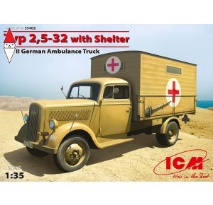 , , , ICM 1/35 TYP 25-32 WITH SHELTER WWII GERMAN AMBULANCE TRUCK