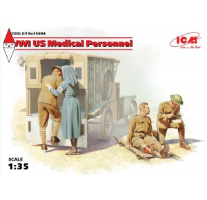 , , , ICM 1/35 WWI US MEDICAL PERSONNEL (4 FIGURES) (NEW MOLDS)