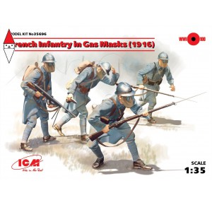 , , , ICM 1/35 FRENCH INFANTRY IN GAS MASKS (1918) (4 FIGURES)