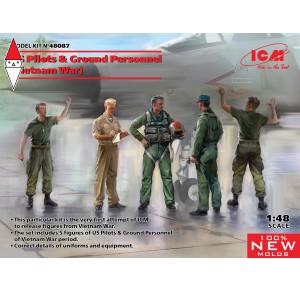 , , , ICM 1/48 US PILOTS AND GROUND PERSONNEL (VIETNAM WAR) (5 FIGURES) (NEW MOLDS)