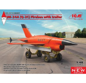 , , , ICM 1/48 BQM-34A (Q-2C) FIREBEE WITH TRAILER (1 AIRPLANE AND TRAILER)