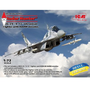 , , , ICM 1/72 RADAR HUNTER MIG-29 9-13 UKRAINIAN FIGHTER WITH HARM MISSILES