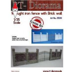 , , , RT-DIORAMA 1/35 WROUGHT IRON FENCE WITH BRICK WALL (STANDARD)