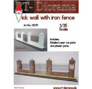 , , , RT-DIORAMA 1/35 BRICK WALL WITH IRON FENCE (STANDARD)