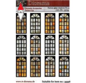 , , , RT-DIORAMA 1/35 PRINTED ACCESORIES: FACTORY GLASS WINDOWS NR.12