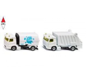 , , , SIKU MUNICIPAL SET ROAD SWEEPER + GARBAGE TRUCK