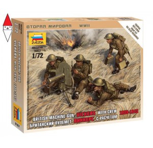 , , , ZVEZDA 1/72 BRITISH MACHINE-GUN VICKERS WITH CREW 1939-1943