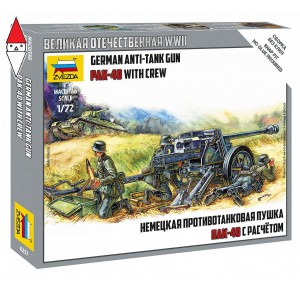, , , ZVEZDA 1/72 GERMAN ANTI-TANK GUN PAK-40 WITH CREW