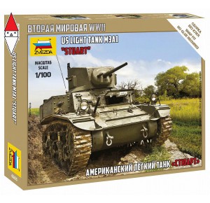 , , , ZVEZDA 1/100 US LIGHT TANK M3A1 STUART