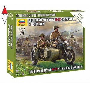 , , , ZVEZDA 1/72 SOVIET MOTORCYCLE M-72 WITH SIDECAR AND CREW